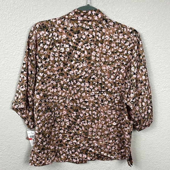 NWT Sanctuary Silky Abstract Floral Short Sleeve Button Front Pajama Lounge Top - Picture 4 of 13